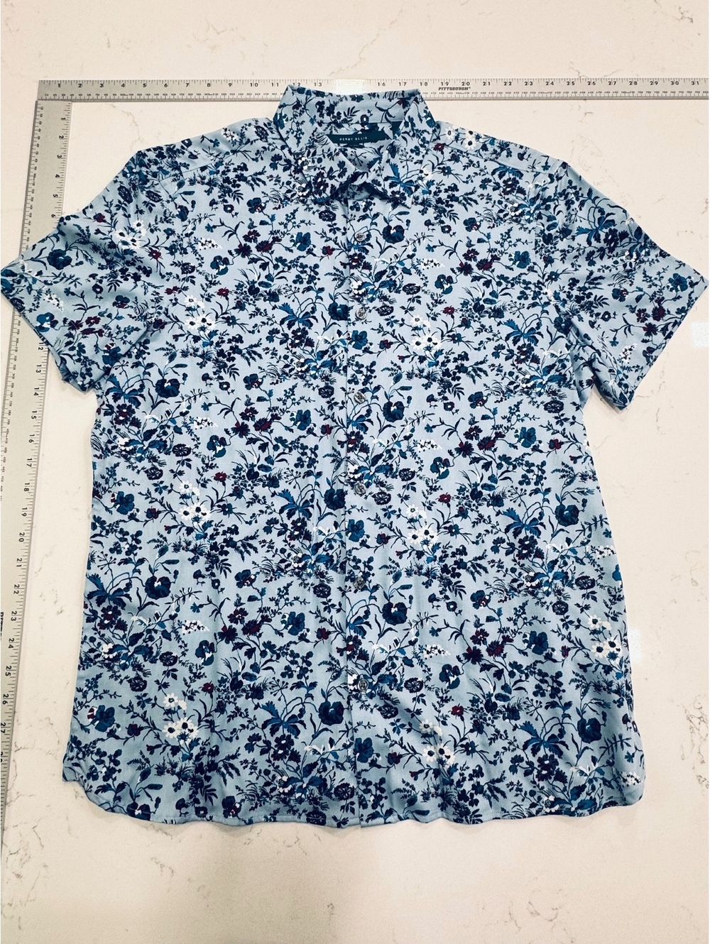 Perry Ellis Slim Fit Men's Floral Short Sleeve Shirt Large